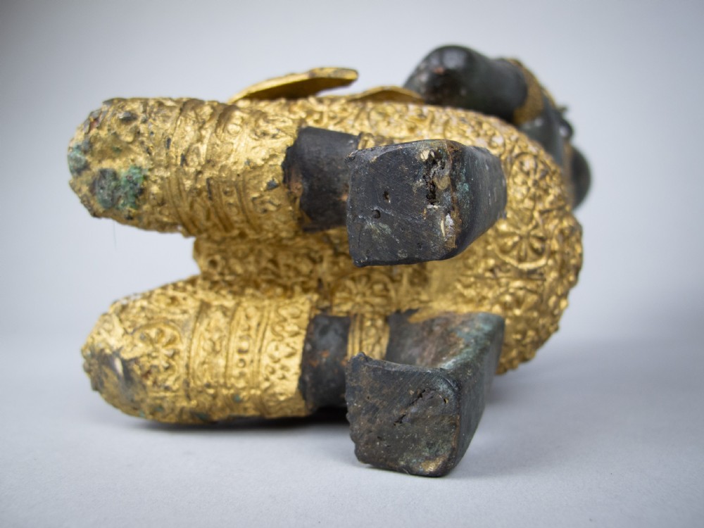 Early 20th Century Gilt Bronze Kneeling Asian Deity. View IX