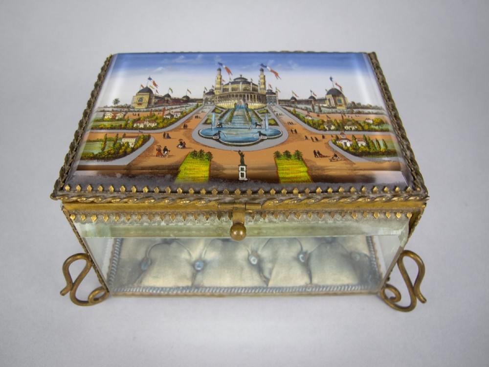 Antique French Brass & Bevelled Glass Casket. Exposition Universelle, Paris, 1878. View II