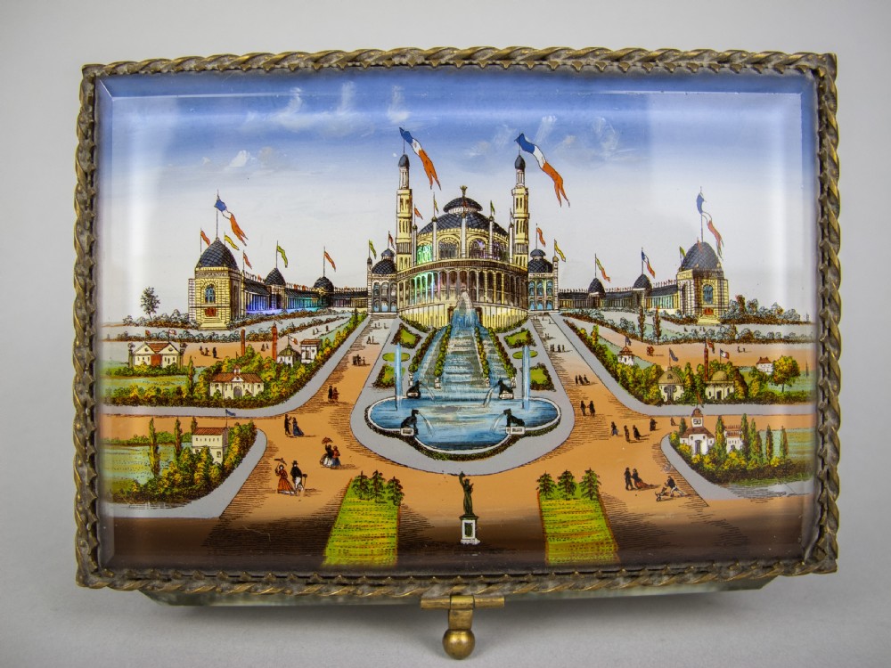 Antique French Brass & Bevelled Glass Casket. Exposition Universelle, Paris, 1878. View III
