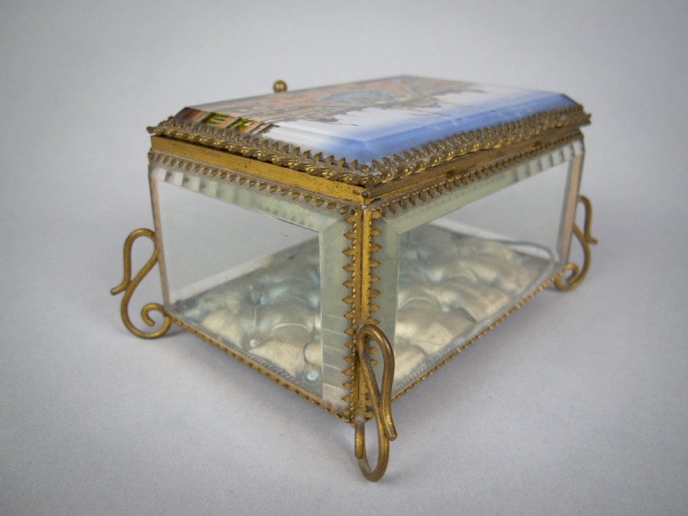 Antique French Brass & Bevelled Glass Casket. Exposition Universelle, Paris, 1878. View IV