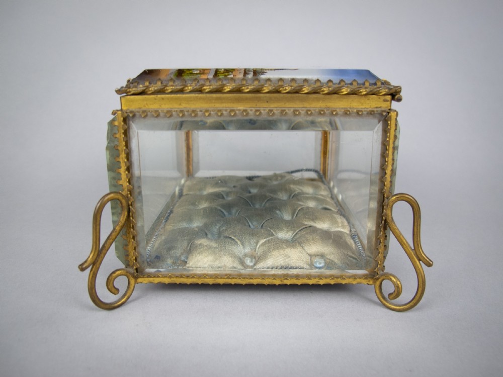 Antique French Brass & Bevelled Glass Casket. Exposition Universelle, Paris, 1878. View V