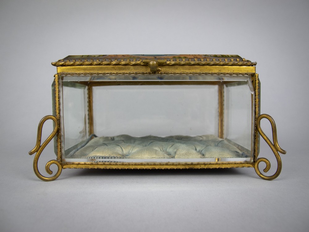 Antique French Brass & Bevelled Glass Casket. Exposition Universelle, Paris, 1878. View VI