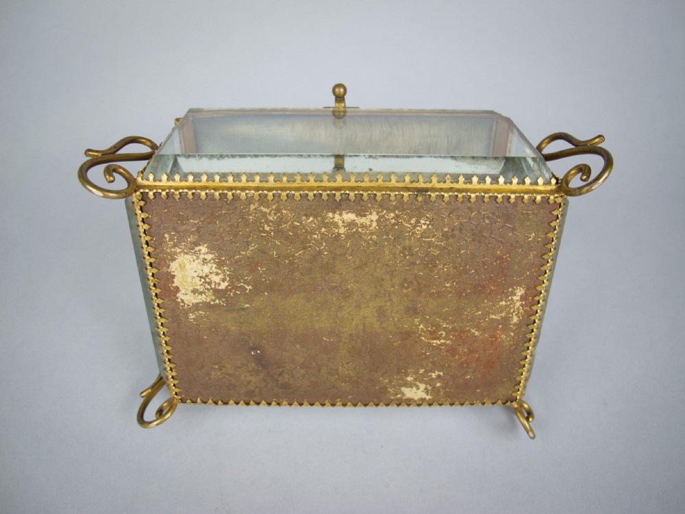 Antique French Brass & Bevelled Glass Casket. Exposition Universelle, Paris, 1878. View XII