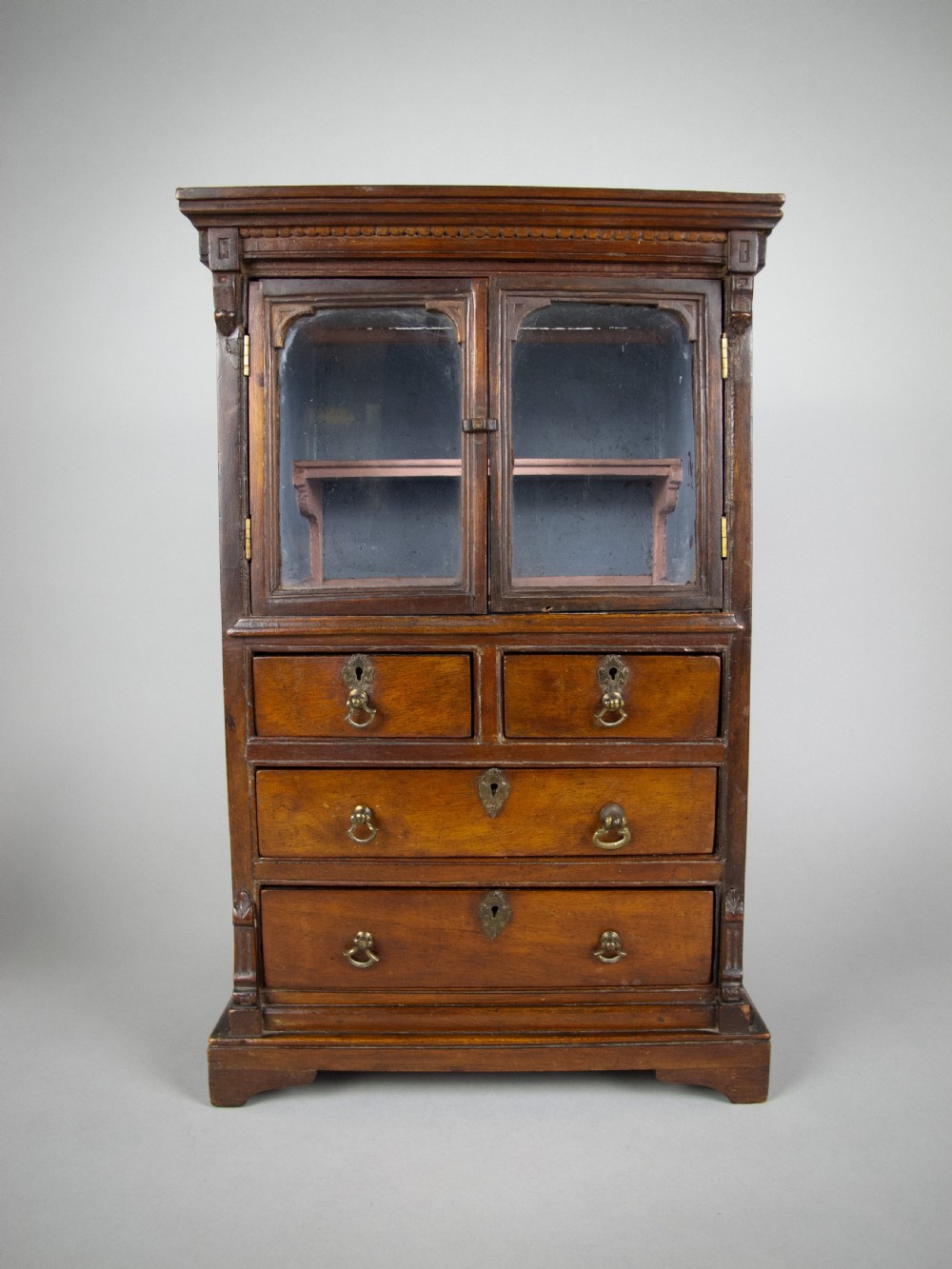 George III Miniature Mahogany Glass Fronted Cabinet - Apprentice Piece.
