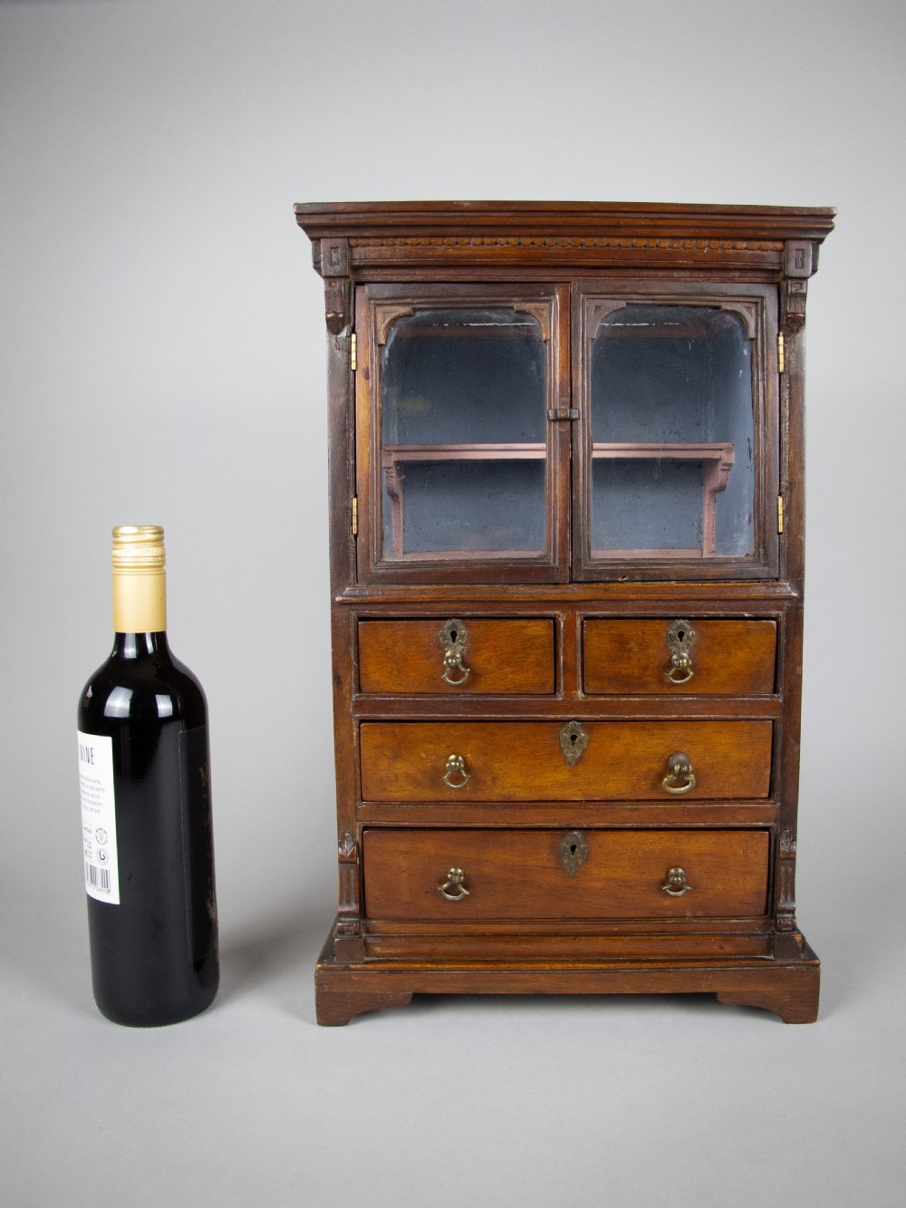 George III Miniature Mahogany Glass Fronted Cabinet - Apprentice Piece. View II