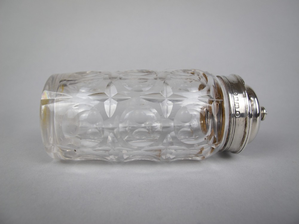 Sterling Silver Glass Condiment Pot by Lee & Wigfull, Sheffield, 1880. View X