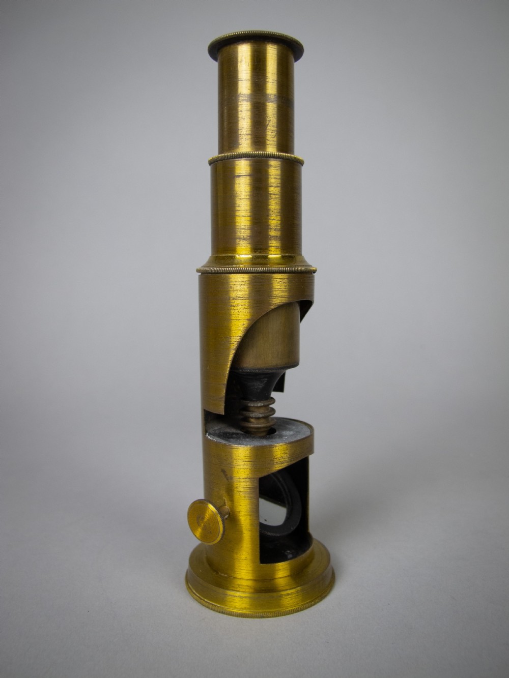 French Brass Field Microscope With Original Box & Slides, c.1880-90. View III