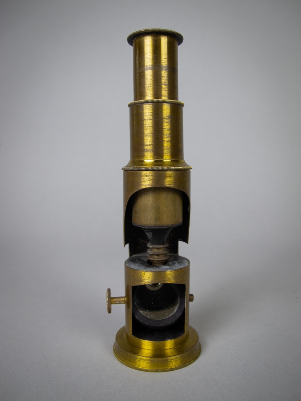 French Brass Field Microscope With Original Box & Slides, c.1880-90. View IV