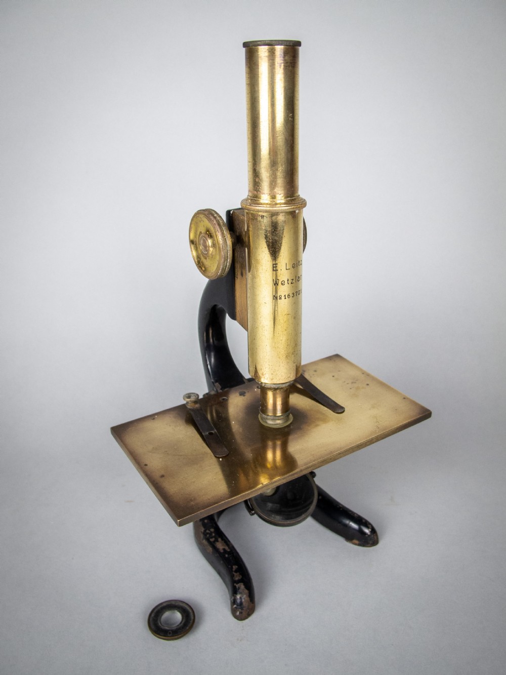 Ernest Leitz Wetzlar Brass Monocular Microscope, c.1913. (Serial No. 163721)