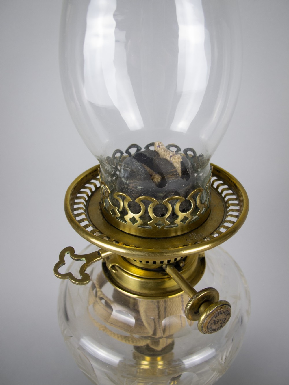 Large Brass Corinthian Column Oil Lamp With Hinks No. 2 Duplex Burner View VI