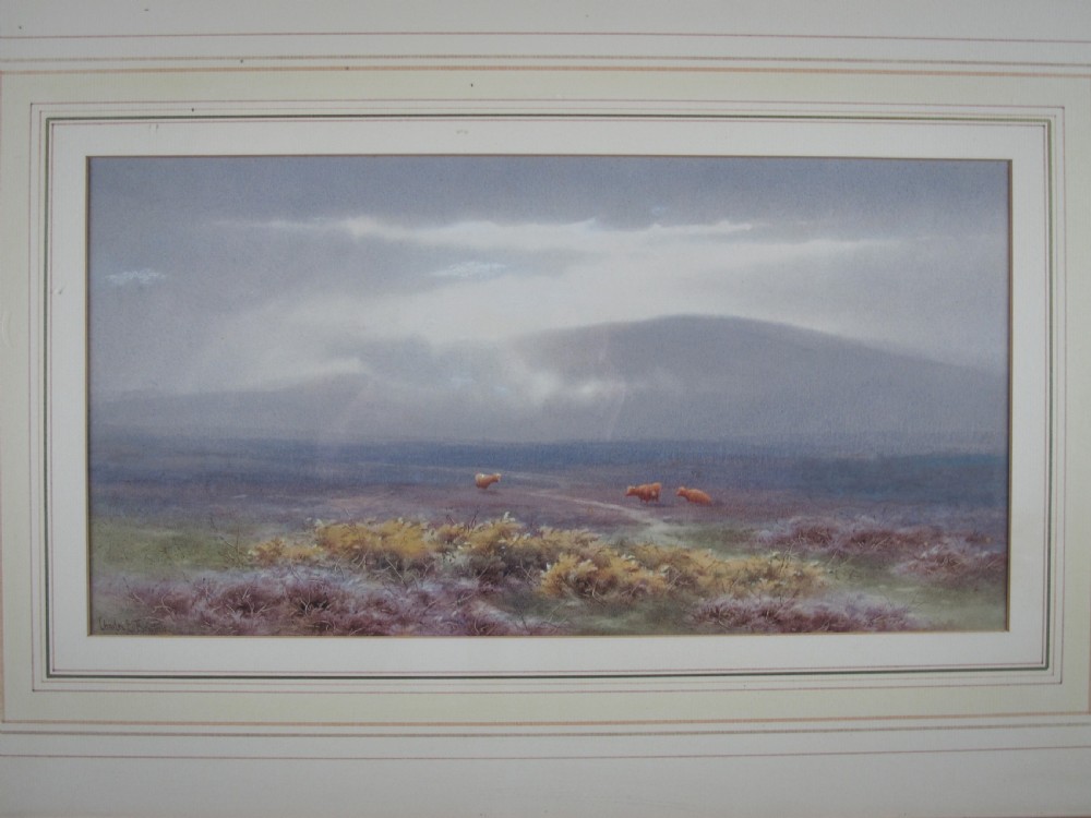 Charles Edward Brittan Jnr (1870-1949), 'A View of Dartmoor'. Signed Watercolour. View III