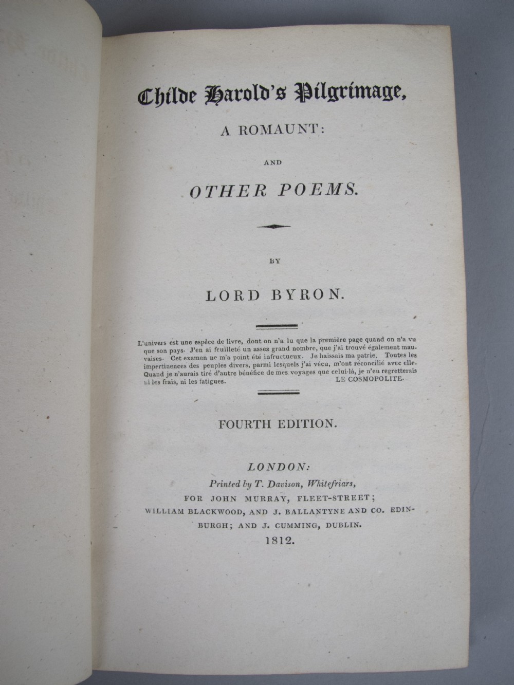 1812 Childe Harold's Pilgrimage, A Romaunt: And Other Poems by Lord Byron. 2 Vol. View VIII