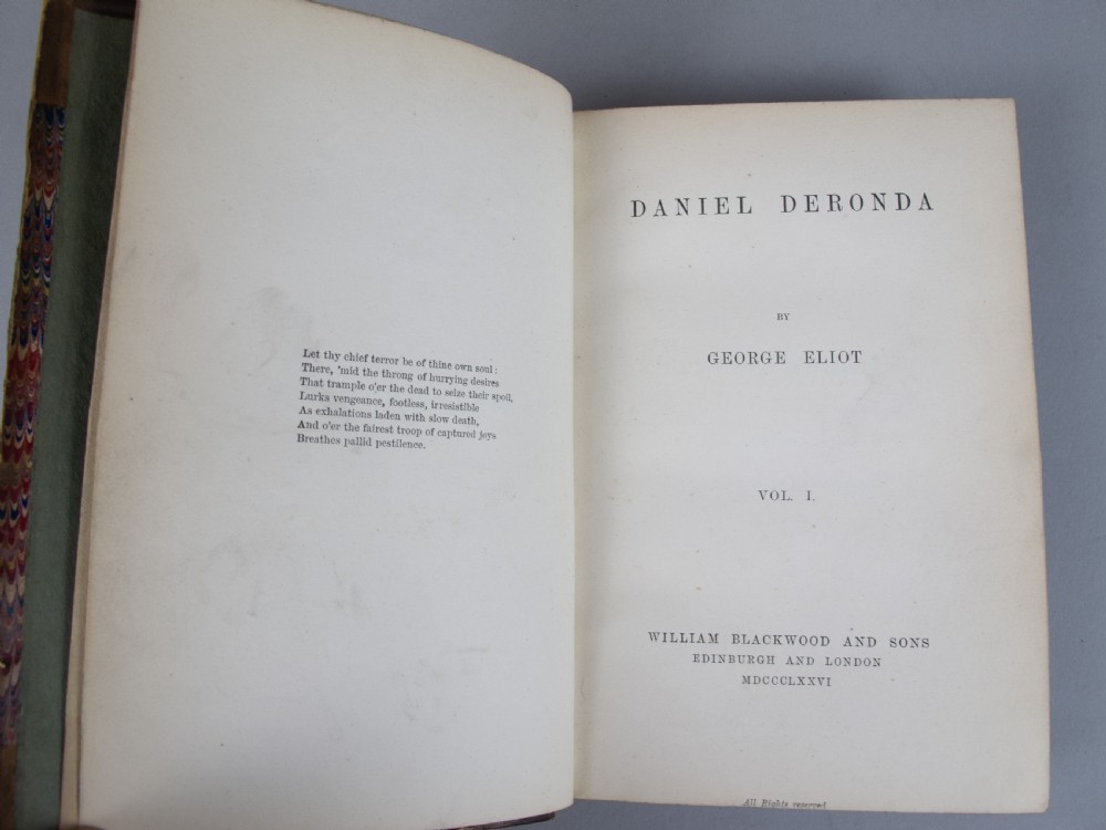 1876 Daniel Deronda by George Eliot. First Edition. Leather Binding. View XI