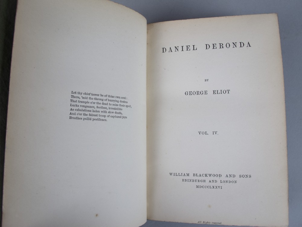 1876 Daniel Deronda by George Eliot. First Edition. Leather Binding. View XII