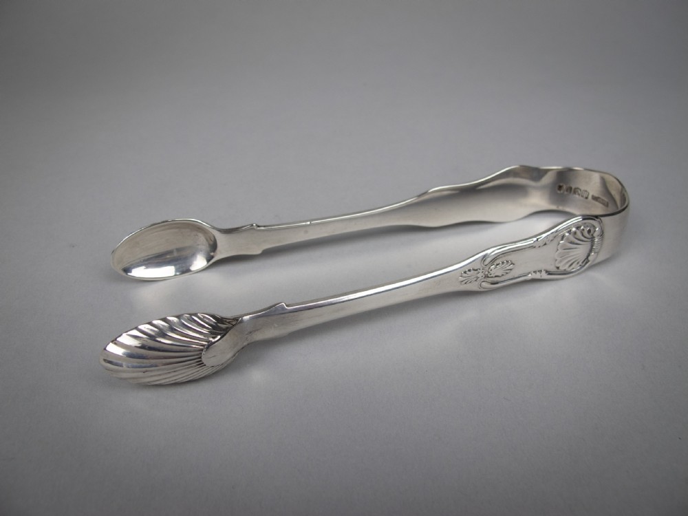 Large Sterling Silver Sugar Tongs. James & William Marshall, Edinburgh, 1840. View II