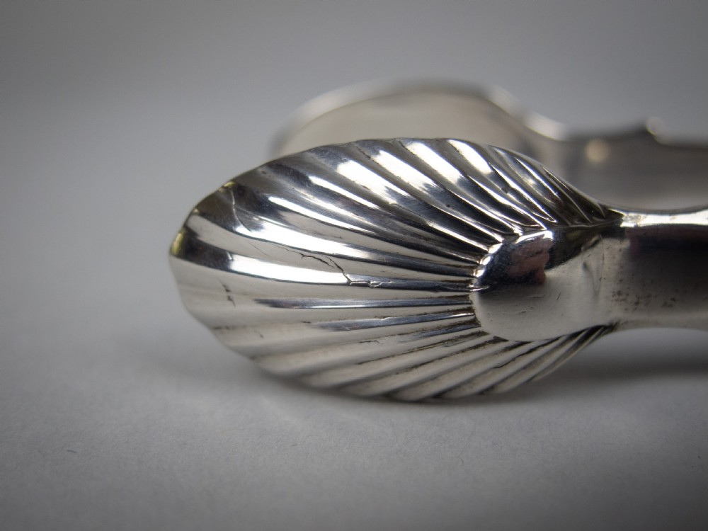 Large Sterling Silver Sugar Tongs. James & William Marshall, Edinburgh, 1840. View VI