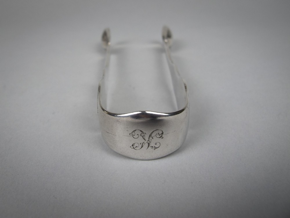 Large Sterling Silver Sugar Tongs. James & William Marshall, Edinburgh, 1840. View VIII