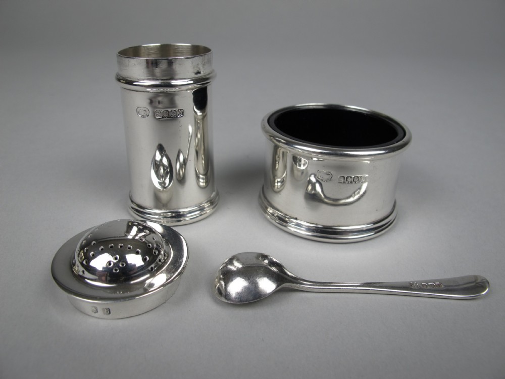 Scottish Sterling Silver Four Piece Cruet Set by James Weir, Glasgow, 1924. View II