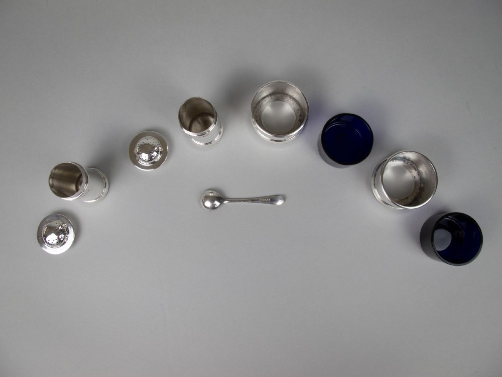 Scottish Sterling Silver Four Piece Cruet Set by James Weir, Glasgow, 1924. View VII