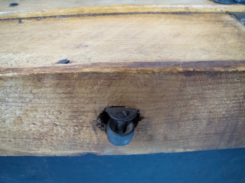 19th Century Domed Pine Iron Bound Trunk by Eagle Lock Co, USA. View XII
