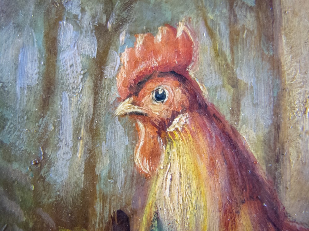 A. Muller (German School), 19th Century Chickens In Farmyard Scene - Oil On Board. View IV