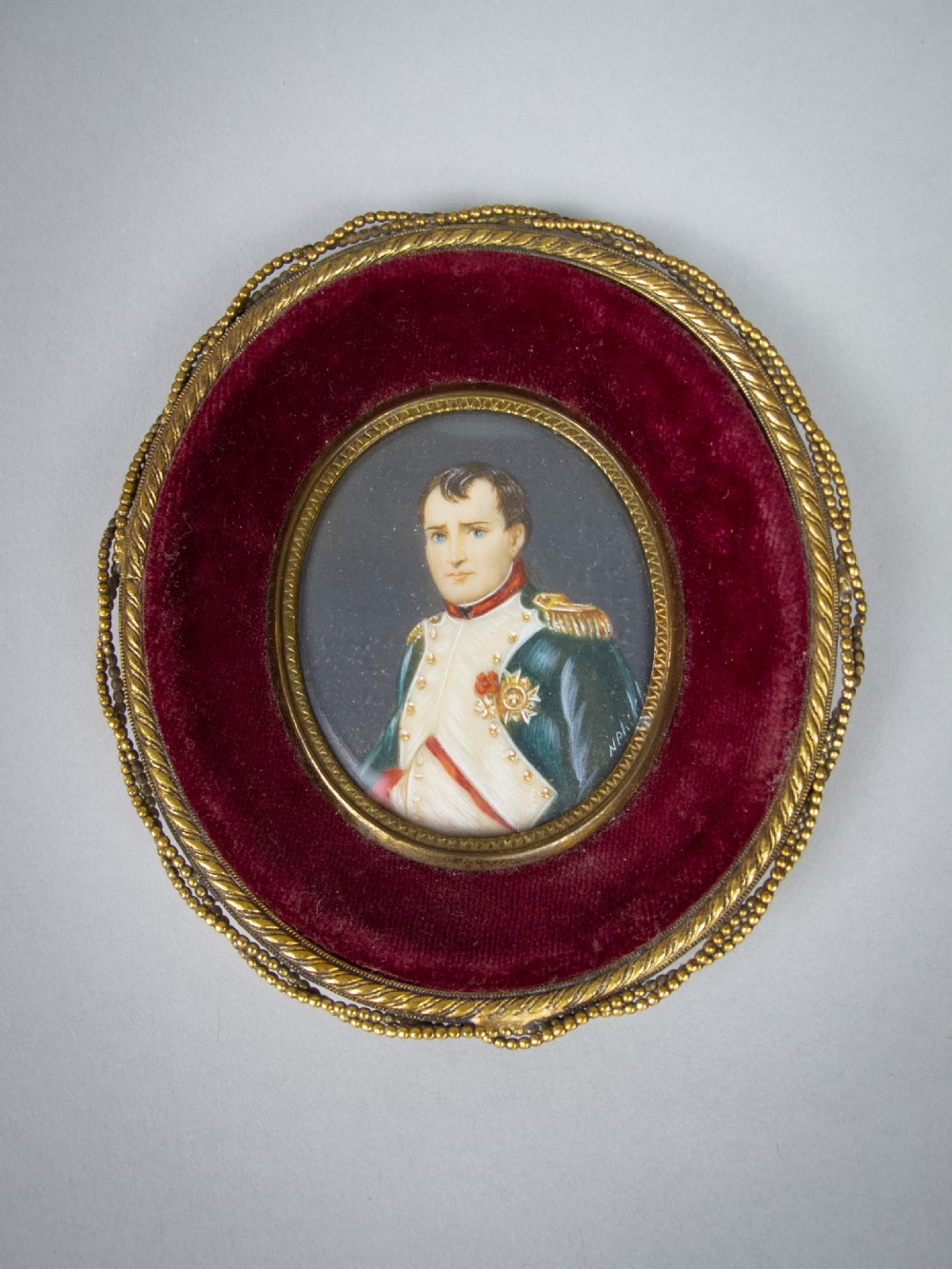 19th Century Portrait Miniature Of Napoleon Bonaparte - Velvet & Gilt Frame.