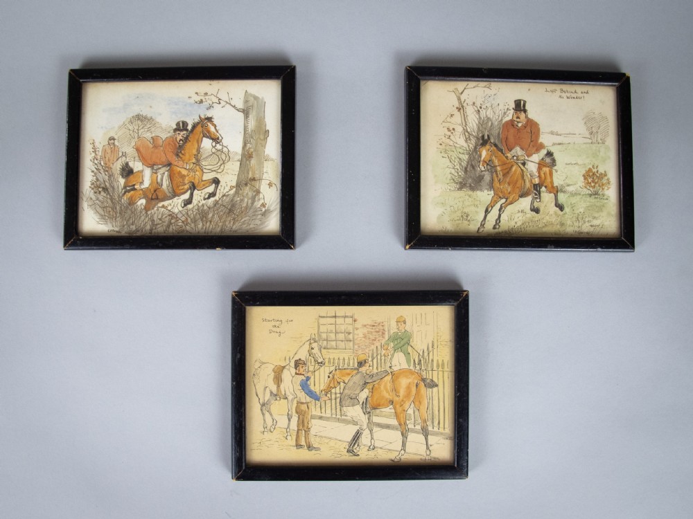 Charles Edmund Brock (1870-1938), 3 x Original Ink & Watercolour Hunting Illustrations