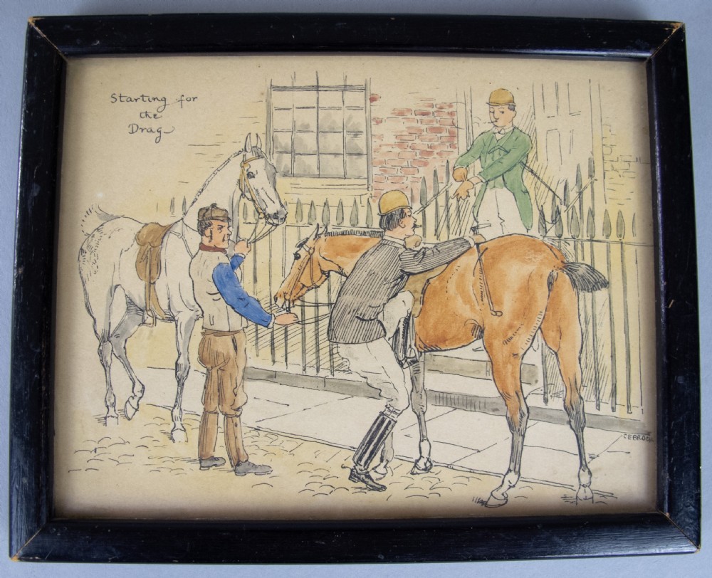 Charles Edmund Brock (1870-1938), 3 x Original Ink & Watercolour Hunting Illustrations View VI