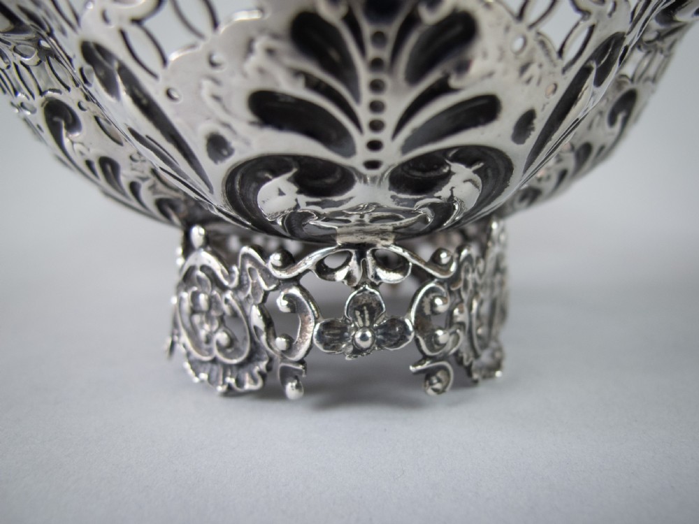 Sterling Silver Bon Bon Basket by James Dixon & Sons, Sheffield, 1893. View V