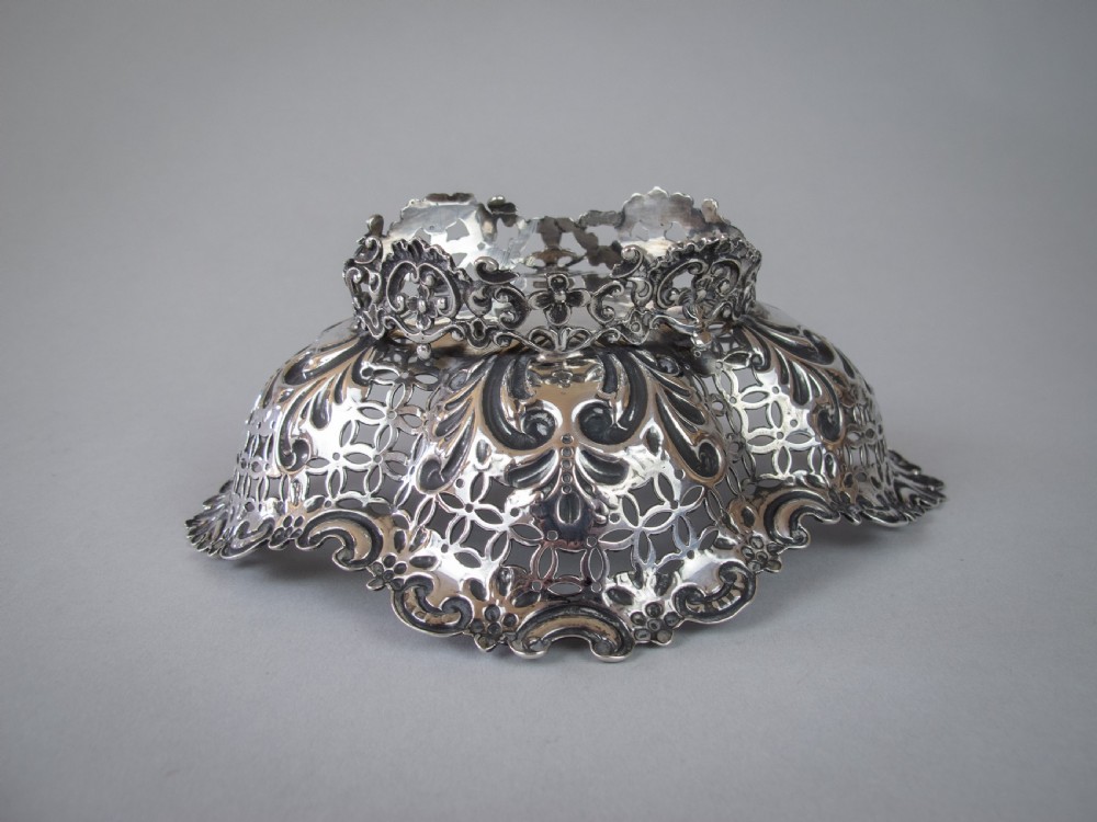 Sterling Silver Bon Bon Basket by James Dixon & Sons, Sheffield, 1893. View X