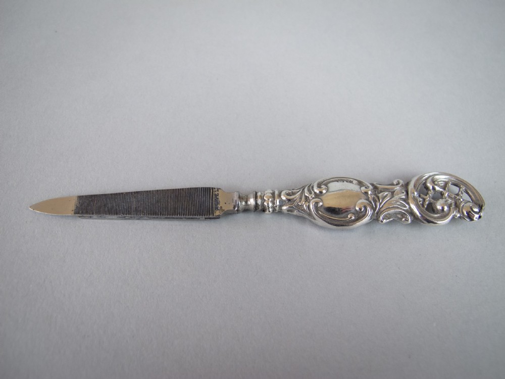 Sterling Silver Nail File by Henry Matthews, Birmingham, 1899.