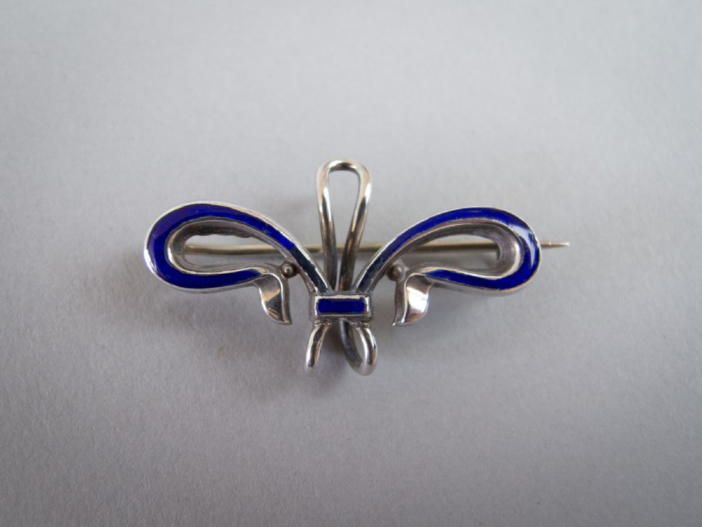 Sterling Silver & Blue Enamel Brooch by Rolason Brothers, 1908.