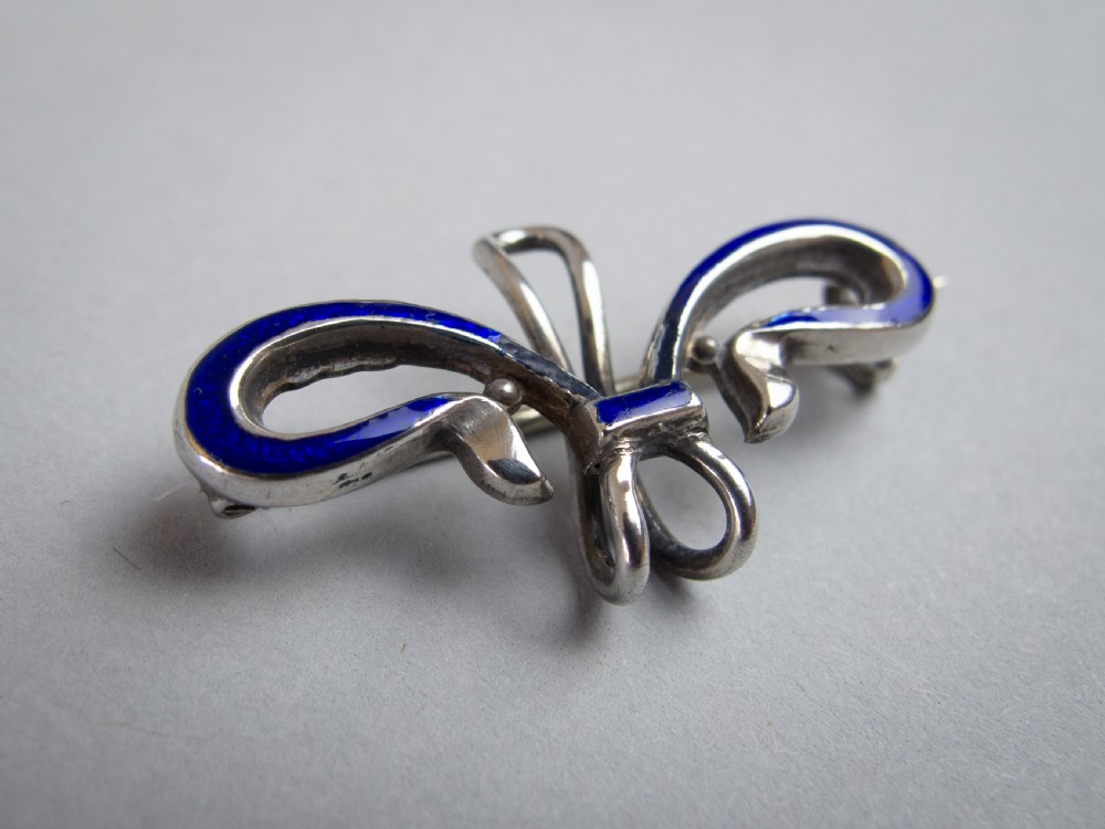 Sterling Silver & Blue Enamel Brooch by Rolason Brothers, 1908. View II
