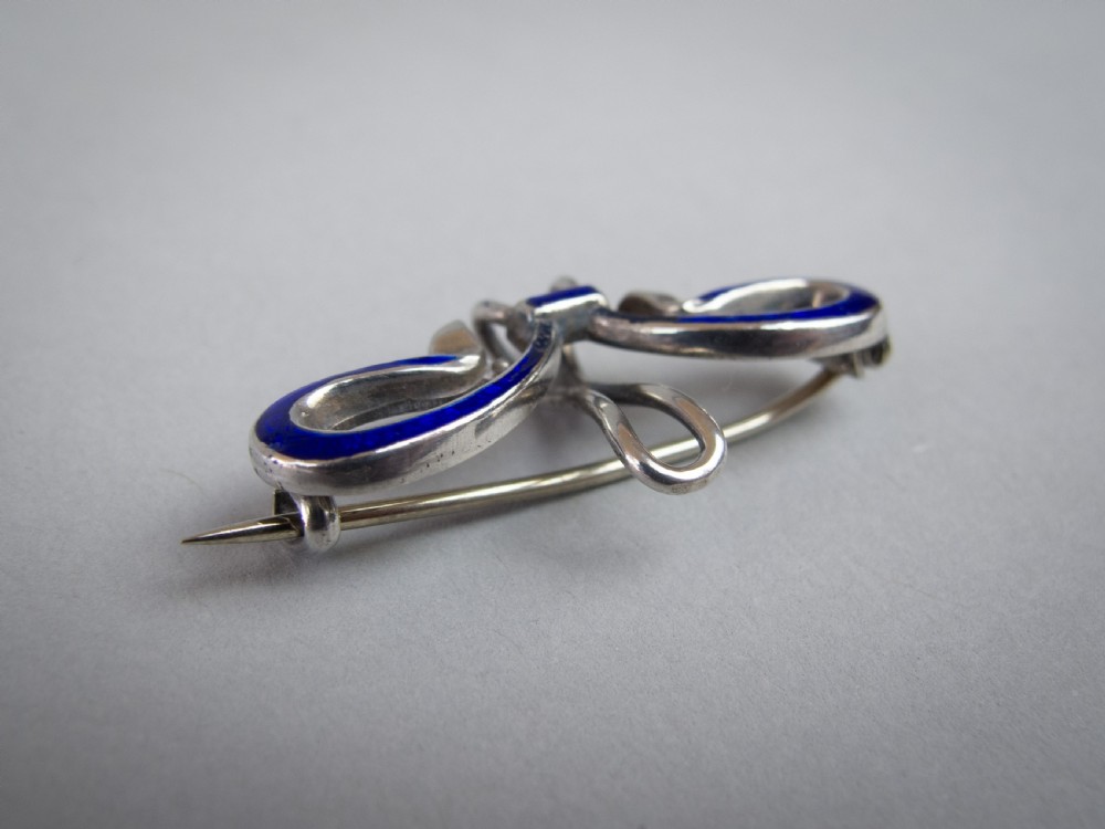 Sterling Silver & Blue Enamel Brooch by Rolason Brothers, 1908. View IV