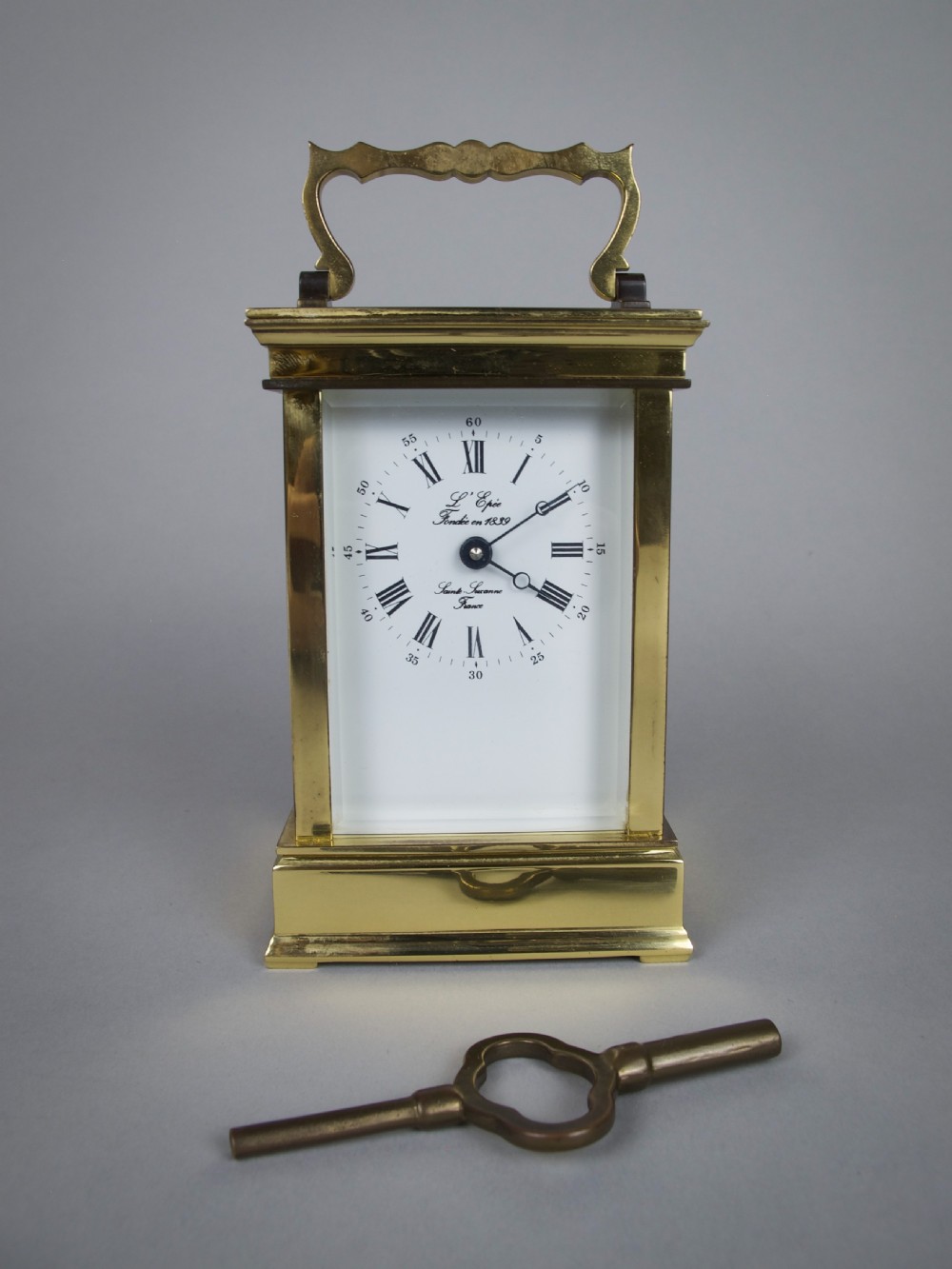 20th Century L'Epee French Brass Carriage Clock With 8 Day Movement.