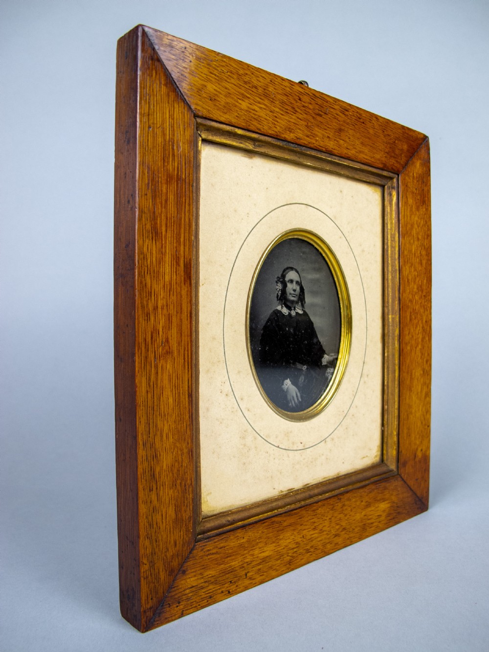 19th Century Daguerreotype Of A Seated Lady In Original Gilt Wood Frame. View III