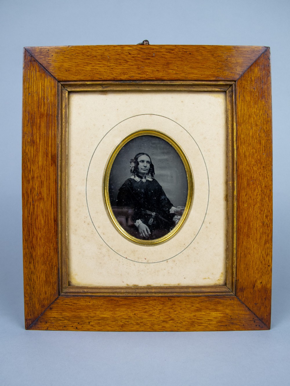 19th Century Daguerreotype Of A Seated Lady In Original Gilt Wood Frame.