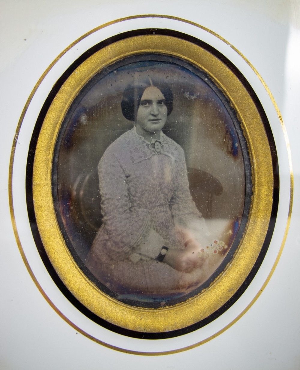 Pair of 19th Century Daguerreotypes (Young Ladies) In Original Gilt Wood Frames View V