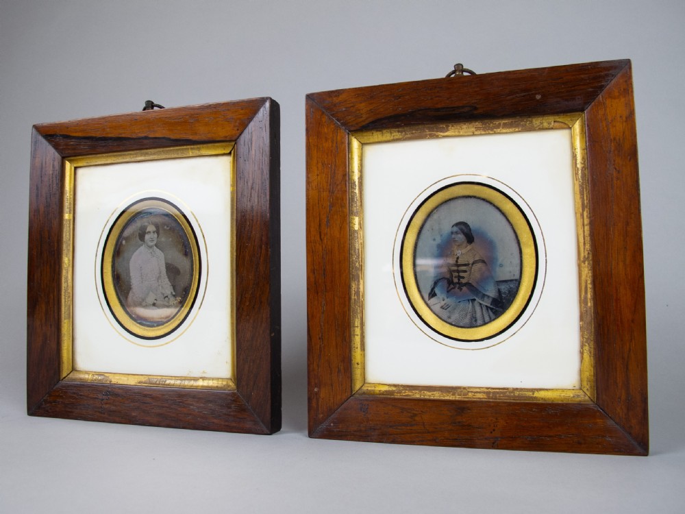 Pair of 19th Century Daguerreotypes (Young Ladies) In Original Gilt Wood Frames View VI
