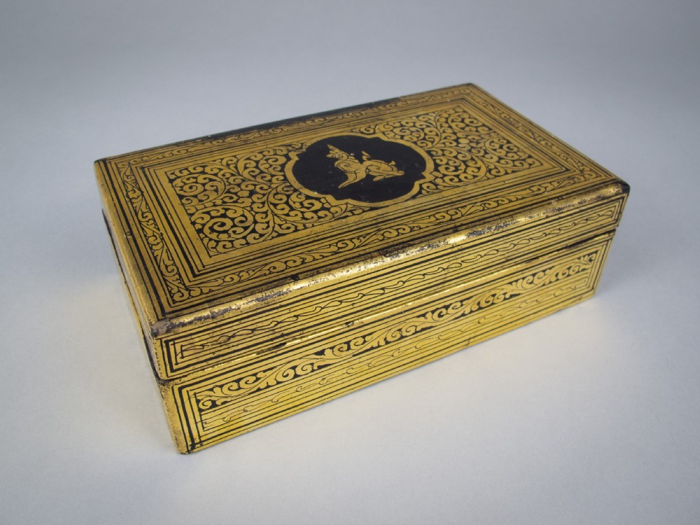 Early 20th Century Burmese Ornate Gilt Lacquer Box