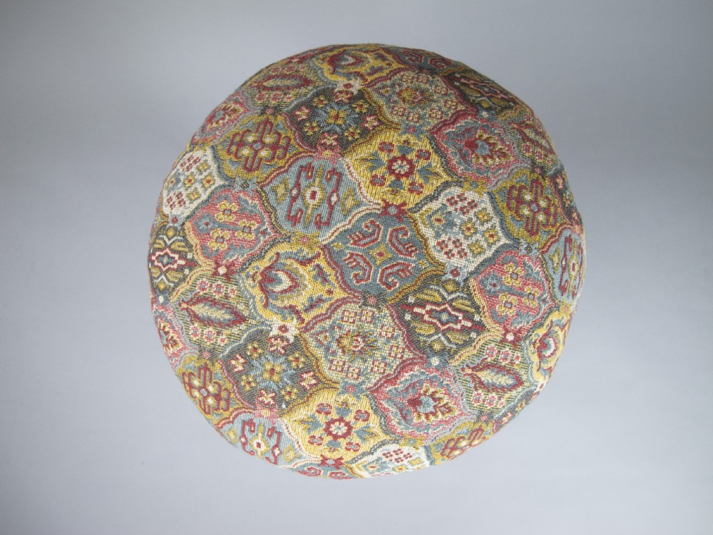 Late 19th Century Small Oak Needlework Stool With Tapered Ball Legs View V
