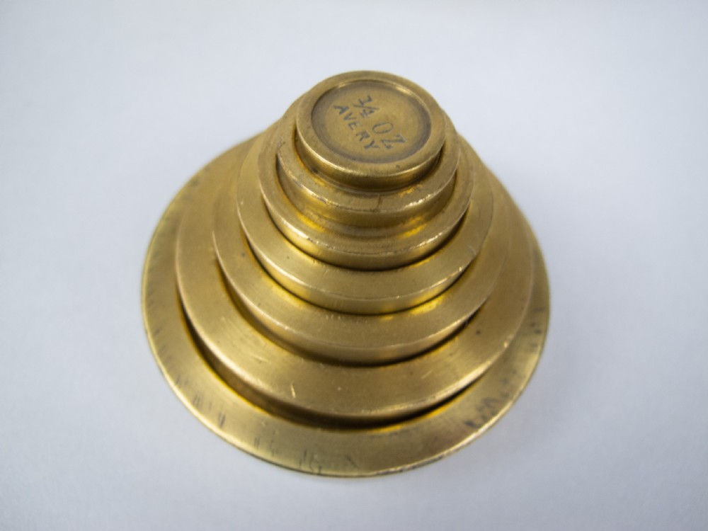 Large 19th Century Brass Bank Scales by Doyle & Son, London, With Avery Weights. View VIII