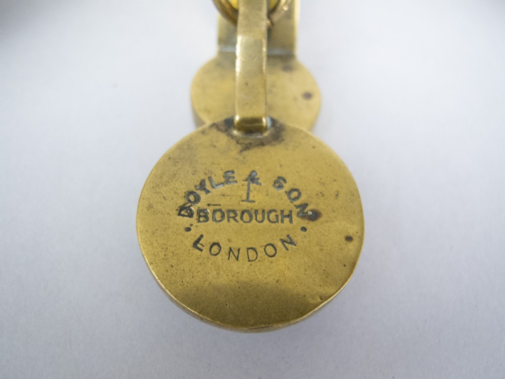 Large 19th Century Brass Bank Scales by Doyle & Son, London, With Avery Weights. View XII