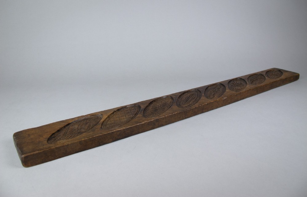 Large 19th Century Fruitwood Gingerbread Mould With Eight Floral Motifs. View II