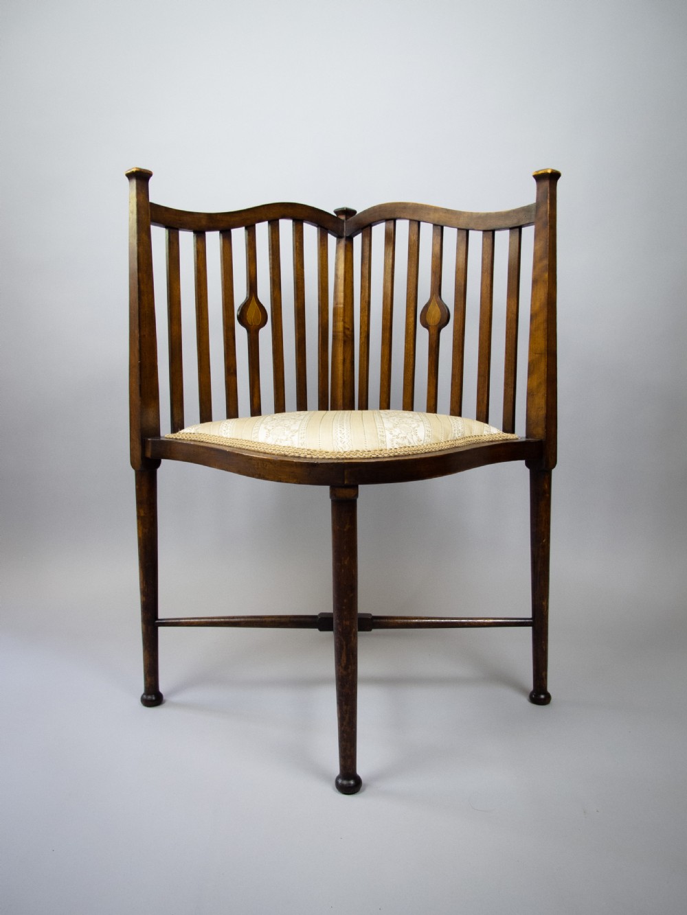 Sheraton Revival Inlaid Ash Corner Chair, Circa. 1900.