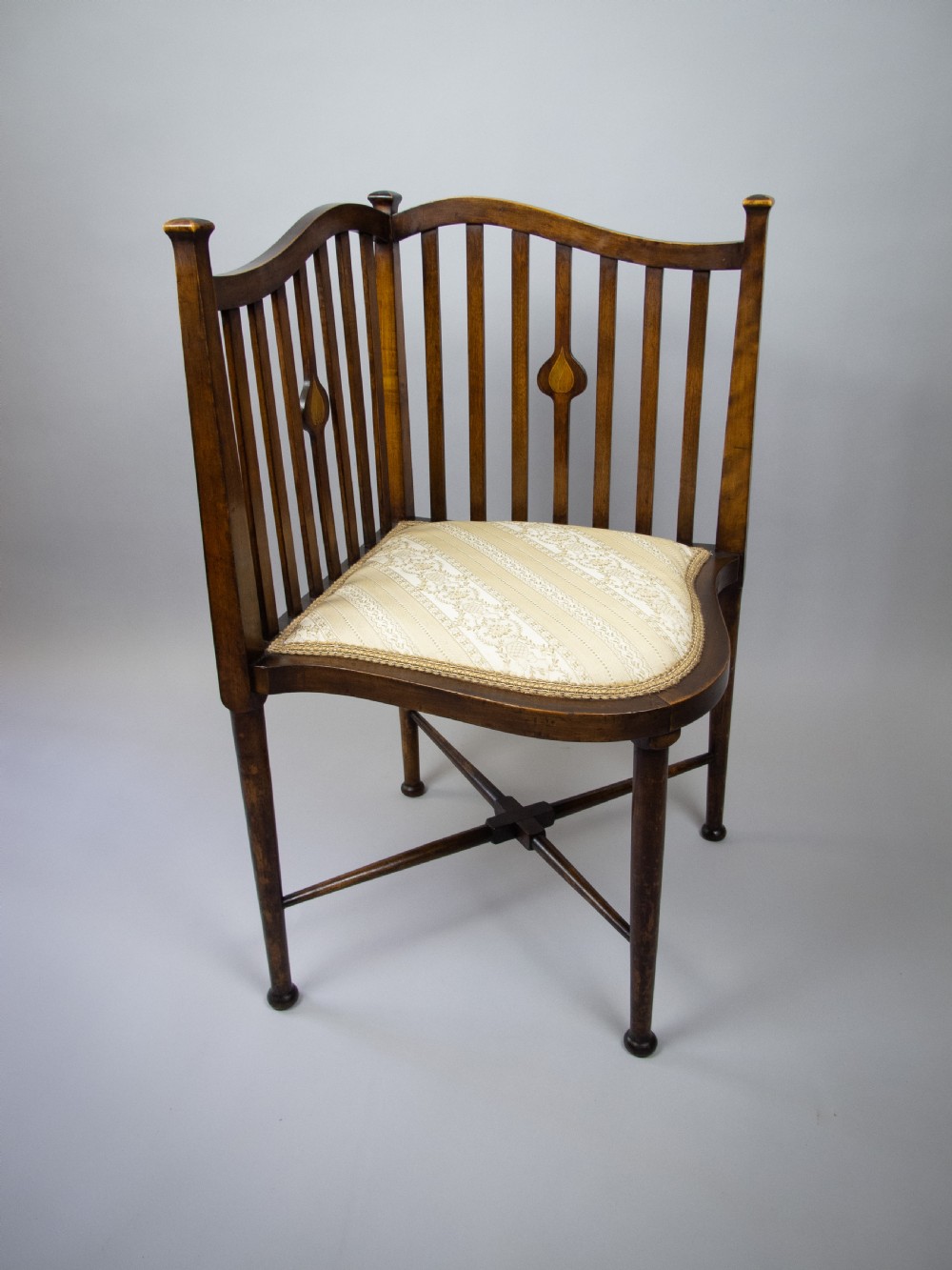 Sheraton Revival Inlaid Ash Corner Chair, Circa. 1900. View II
