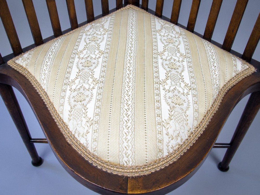 Sheraton Revival Inlaid Ash Corner Chair, Circa. 1900. View IX