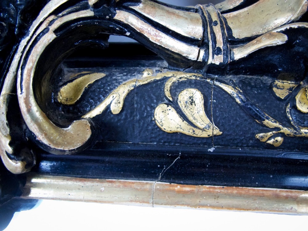 Large 19th Century French Napoleon III Black & Gold Figural Lion Mirror, c.1870 View VIII