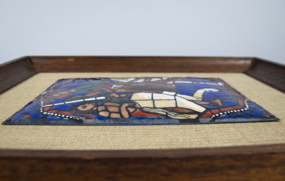 French Arts & Crafts Limoges Enamel & Copper Plaque by Sornin Marguerite (1883-1974) View VIII