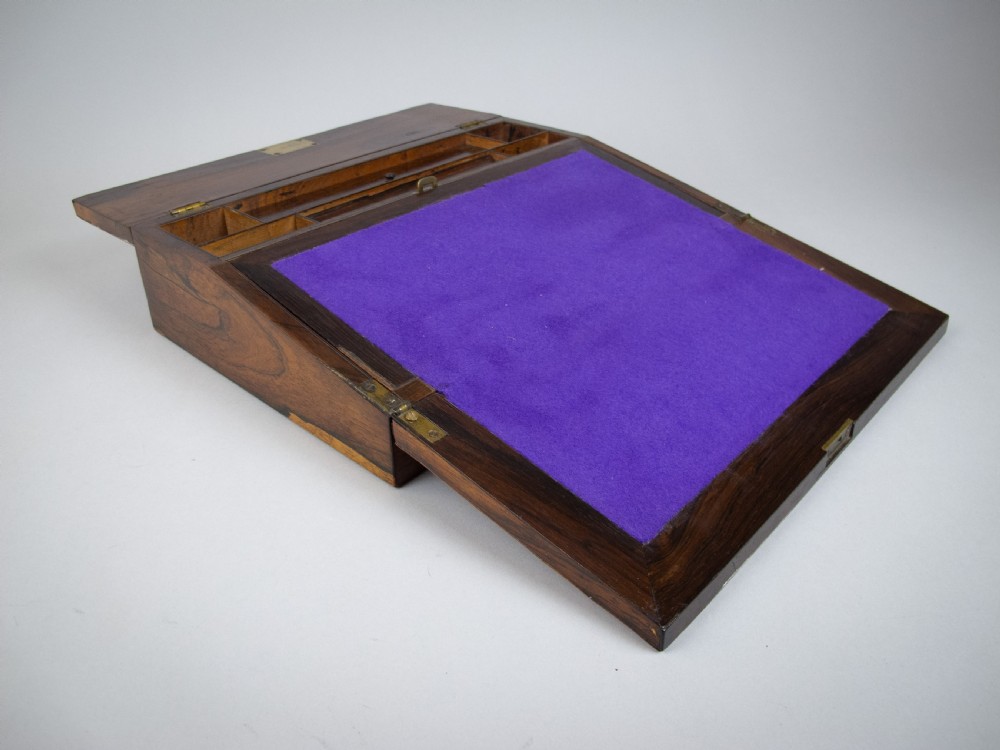 Early Victorian Rosewood & Birds Eye Maple Marquetry Writing Slope, c.1840. View VII
